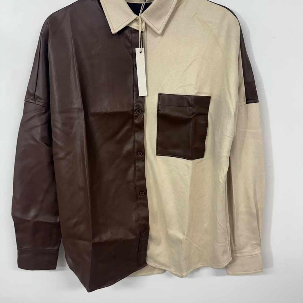 Crescent Lightweight Brown and Cream Shirt Jacket